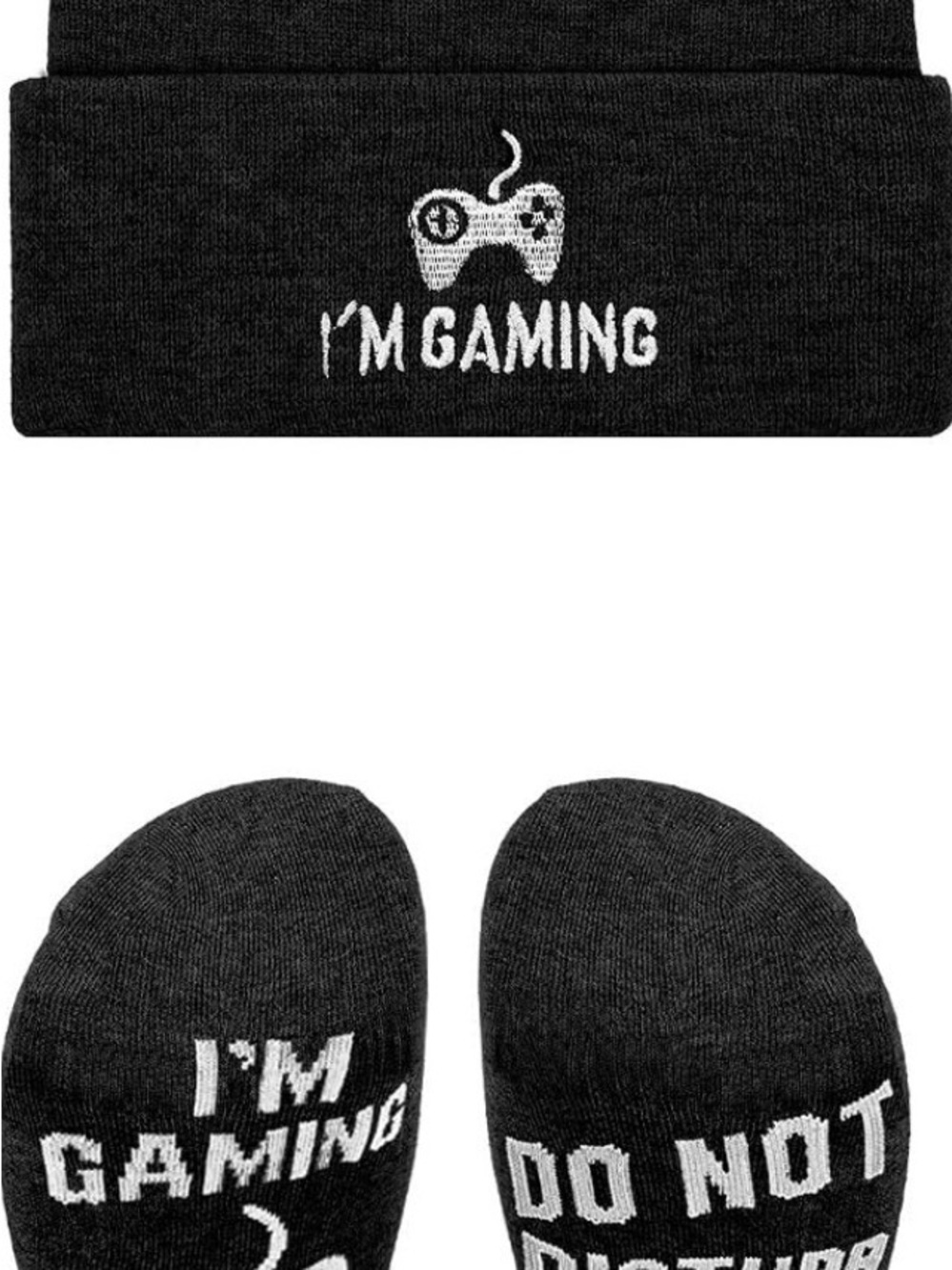 Kids 'I'm Gaming' Black Beanie and Socks Set